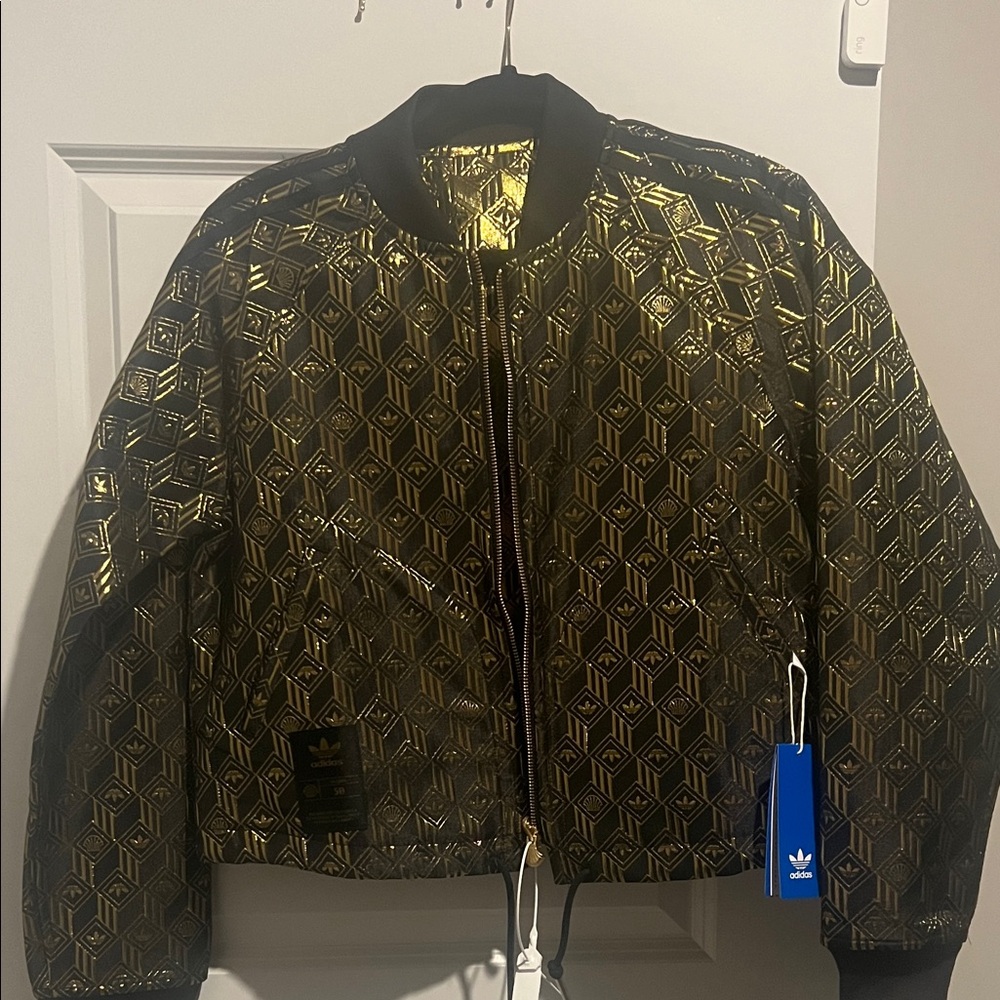 Adidas Black and Gold Patterned  reversible Jacket